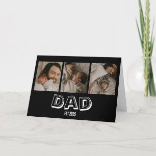 Dad Est 3 Photo Gift Father Keepsake Card