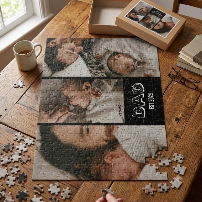 Dad Est 3 Photo Gift Father Keepsake  Jigsaw Puzzle (Creator Uploaded)