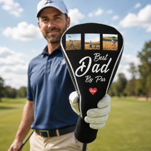 Dad Est. Best By Par White Script Heart 3 Photo Golf Head Cover