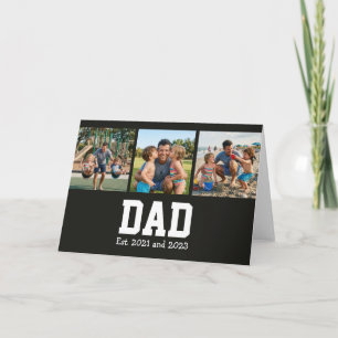 Dad Est. Bold Black Font 3 Photo Fathers Day Gift Card