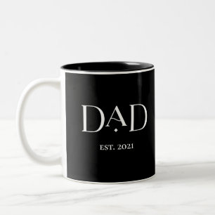 Dad Est. Date with Children's Names   Modern Text Two-Tone Coffee Mug