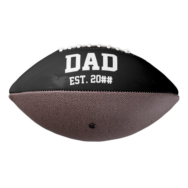 Dad Est. Established Year Black and White Football (Rotated 270)