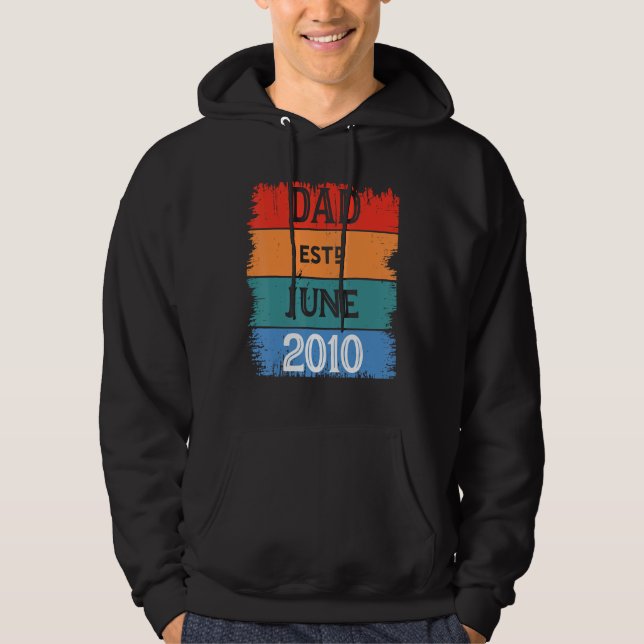 Dad Est Jun 2010 Proud Papa Grandpa Best Daddy Leg Hoodie (Front)