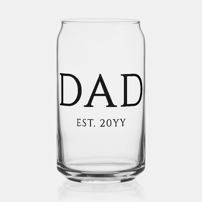 Dad Est Modern New Daddy Promoted to Dad Can Glass (Front)