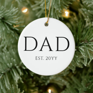 Dad Est Modern New Daddy Promoted to Dad Ceramic Tree Decoration