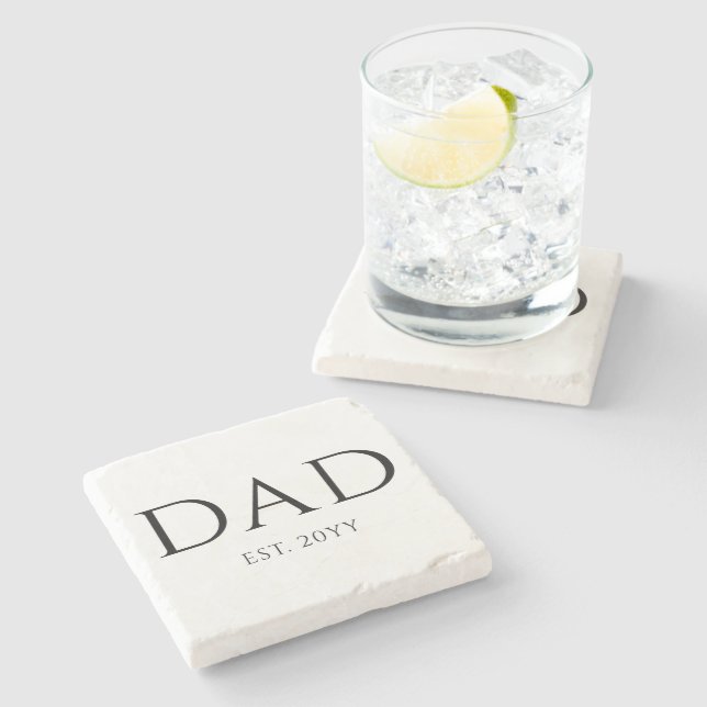 Dad Est Modern New Daddy Promoted to Dad Stone Coaster (Side)