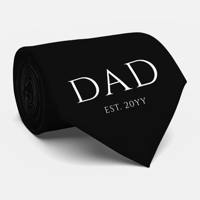 Dad Est Modern New Daddy Promoted to Dad Tie (Rolled)