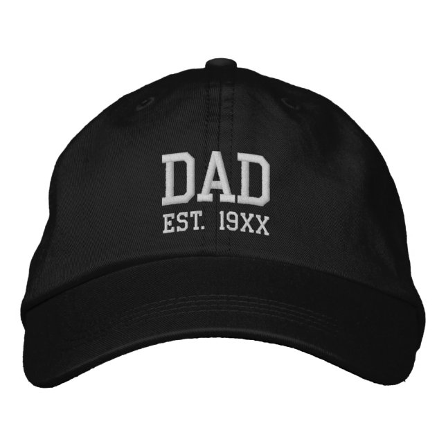 Dad Est. Off-White Text Template Embroidered Hat (Front)