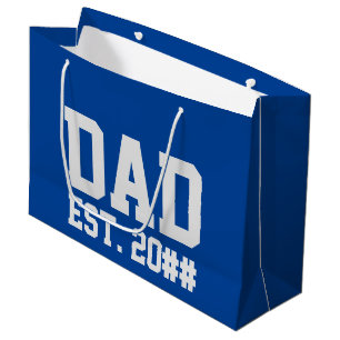 Dad Est. on Blue and Gray Large Gift Bag