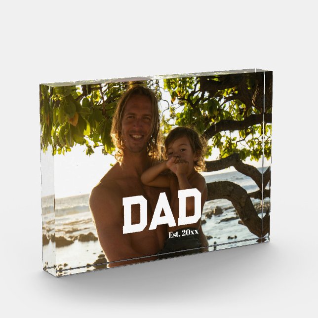 Dad Est Photo Customizable Year Father's Day  Block (Left)