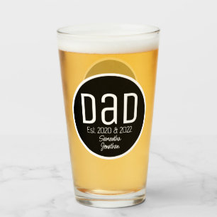 Dad Est. Photo Modern Bold Simple Kids Names Glass