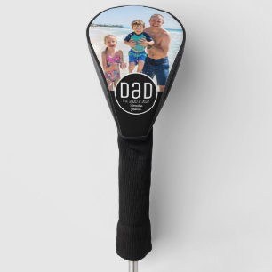 Dad Est. Photo Modern Bold Simple Kids Names Golf Head Cover