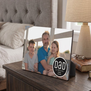 Dad Est. Photo Modern Bold Simple Kids Names Plaque