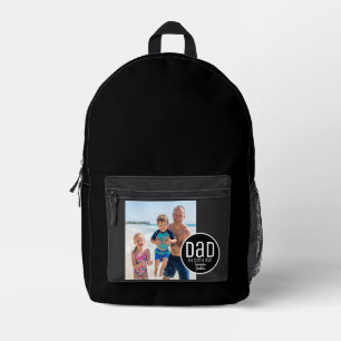 Dad Est. Photo Modern Bold Simple Kids Names Printed Backpack
