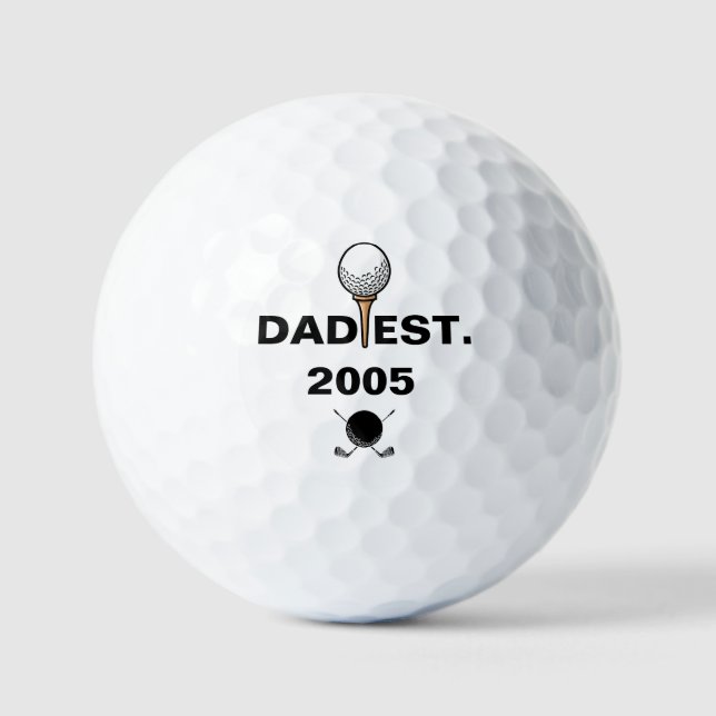 Dad Est Since Year Classic Golf Emblem Balls (Front)