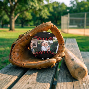 Dad Est. White Fun Bold Simple Text 3 Photos Baseball