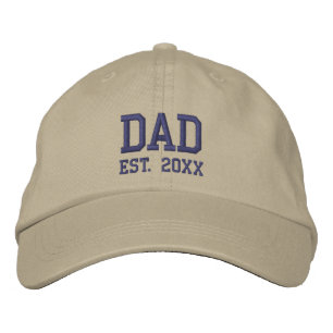 Dad Est. Year Brown Text Template Embroidered Hat