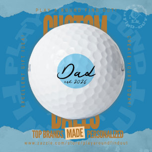 Dad Est Year Minimalist Modern Typography New Fath Golf Balls