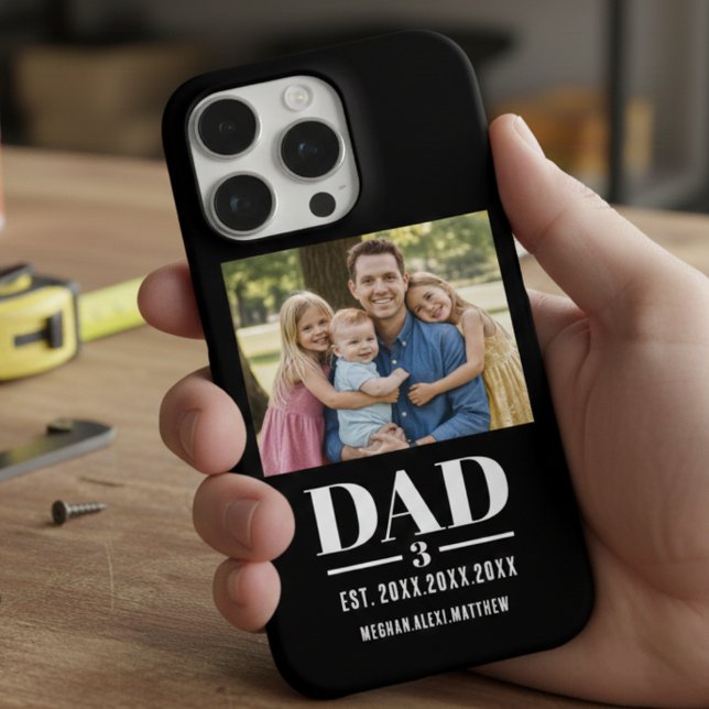 Dad Est. Year Name Number Photo Bold Font iPhone Case (Creator Uploaded)