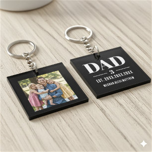 Dad Est. Year Name Number Photo Script Key Ring