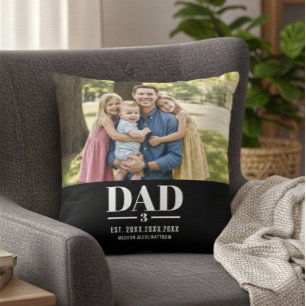 Dad Est. Year Name Number Script Photo Cushion