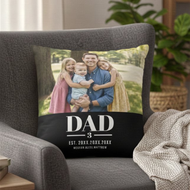 Dad Est. Year Name Number Script Photo Cushion (Creator Uploaded)