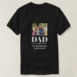 Dad Est. Year Names Number Photo Script Dark T-Shirt