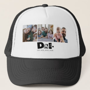 Dad Established 3 Kids Photo Collage Trucker Hat