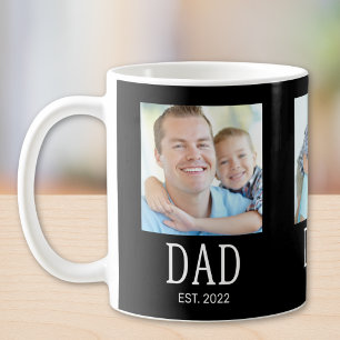 Dad Established 3 Photo Black Coffee Mug
