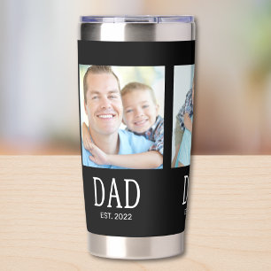Dad Established 3 Photo Black Insulated Tumbler