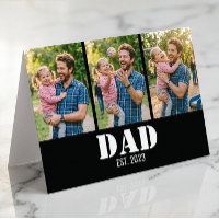 Dad Established 3-Photo Bold White & Black Modern