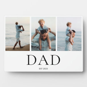 Dad Established 3 Photo Collage Plaque