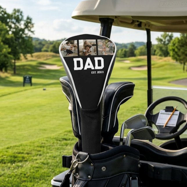 Dad Established 3 Photo Customisable Year Gift Golf Head Cover (Creator Uploaded)