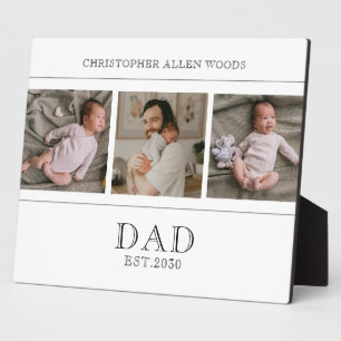 Dad Established 3 Photo Dad Baby Plaque