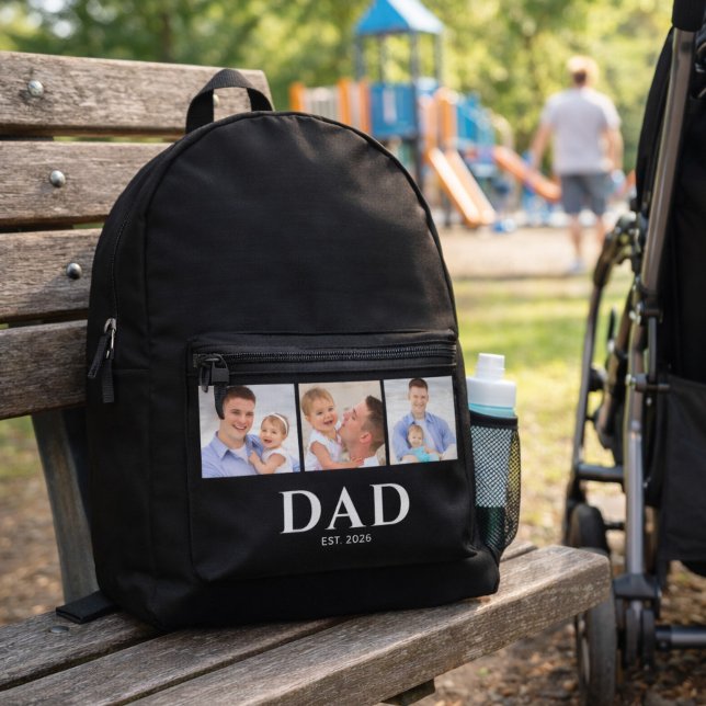 Dad Established Black 3 Photo  Printed Backpack (Creator Uploaded)