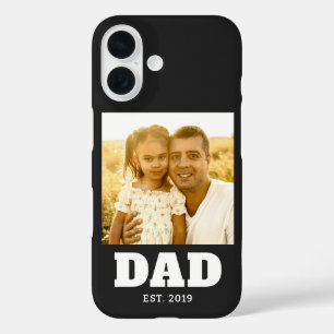 Dad Established Black Bold Photo iPhone 16 Case