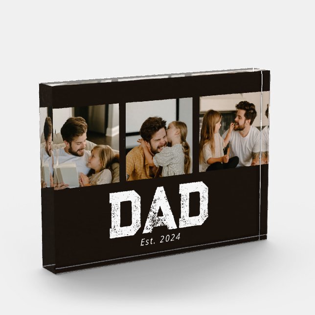 Dad Established Black Fun 3 Photo Block (Left)