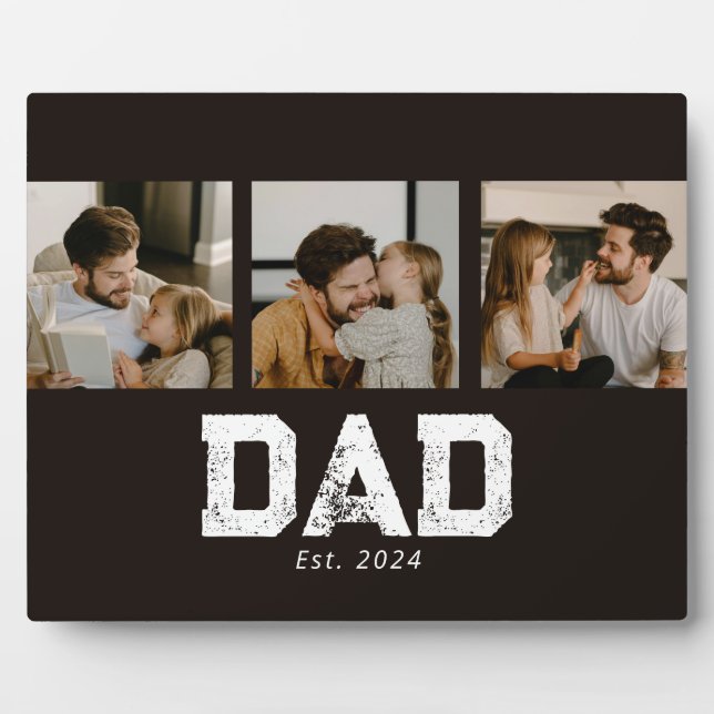 Dad Established Black Fun 3 Photo Plaque (Front)