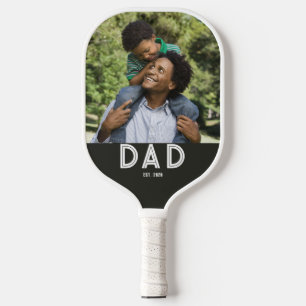 Dad Established Black Photo Gift Father's Day Pickleball Paddle