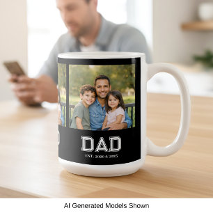 Dad Established Black Photo Modern Typography Gift Coffee Mug