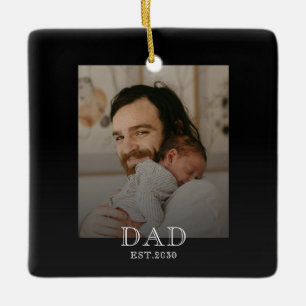 Dad Established Black White Photo  Ceramic Ornament