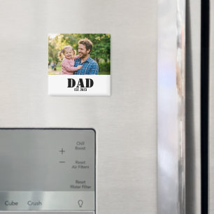 Dad Established Bold Black Photo Keepsake Magnet