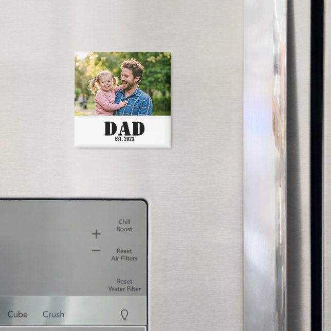 Dad Established Bold Black Photo Keepsake Magnet (In Situ (Fridge))