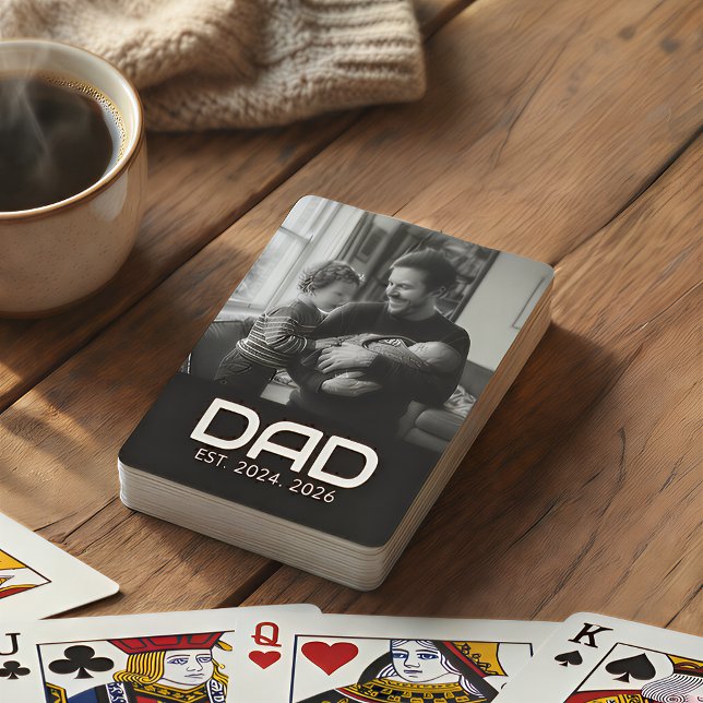 Dad Established Bold Black Photo Playing Cards (Creator Uploaded)