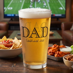 Dad Established Bold Black Text Beer Glass