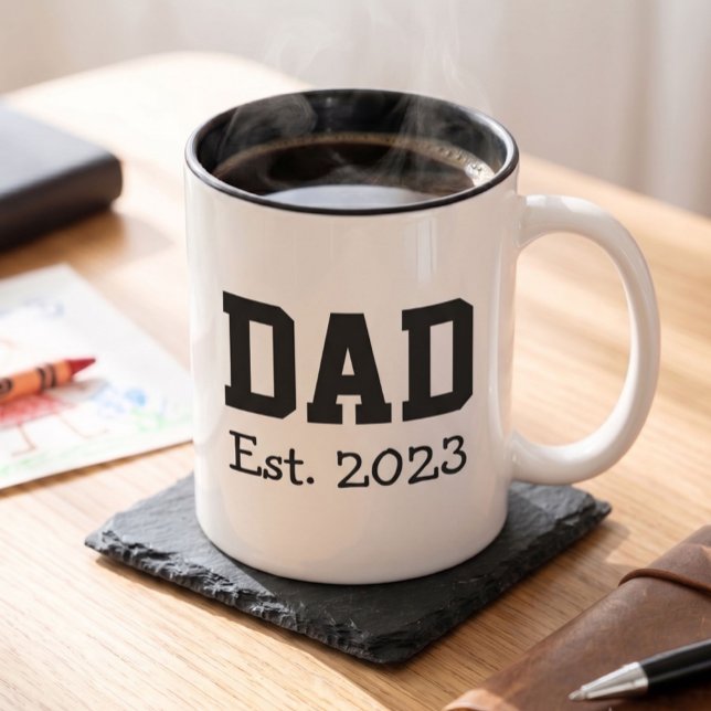 Dad Established Bold Black Text Black Two-Tone Coffee Mug (Creator Uploaded)