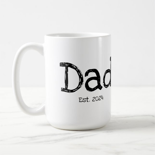 Dad Established Bold Black White Coffee Mug (Left)