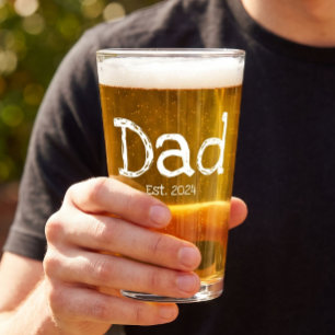 Dad Established Bold Black White Glass