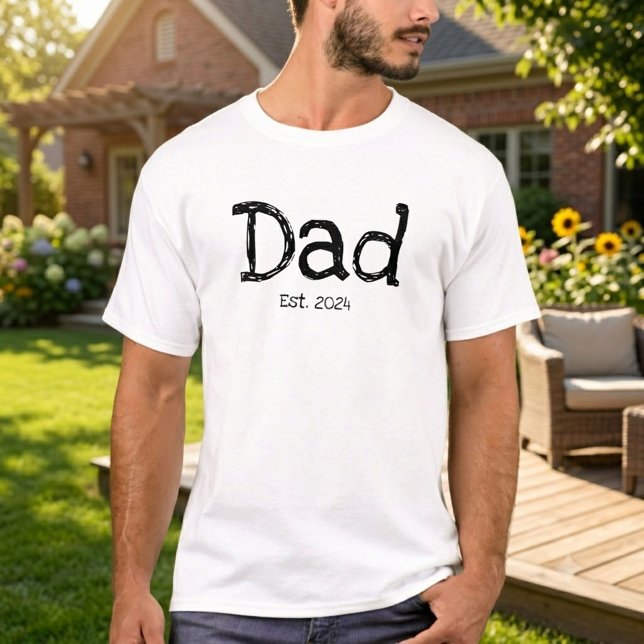 Dad Established Bold Black White T-Shirt (Creator Uploaded)