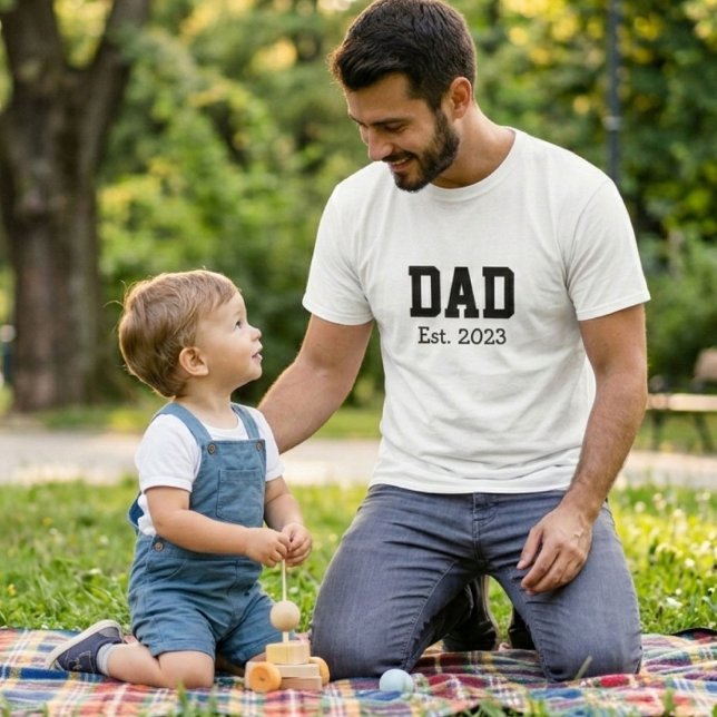 Dad Established Bold Black White T-Shirt (Creator Uploaded)